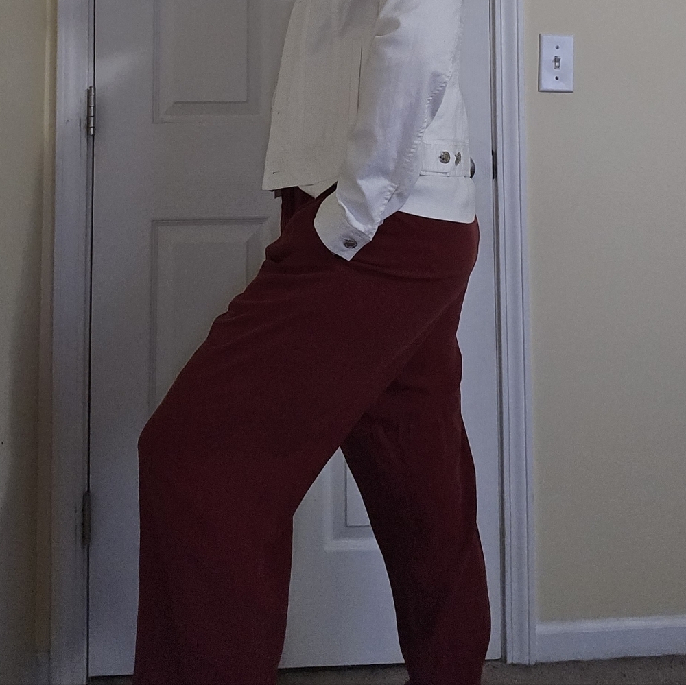 Vintage Silk Pant Red Medium Bridgetown Collection Wide Leg Drawstring